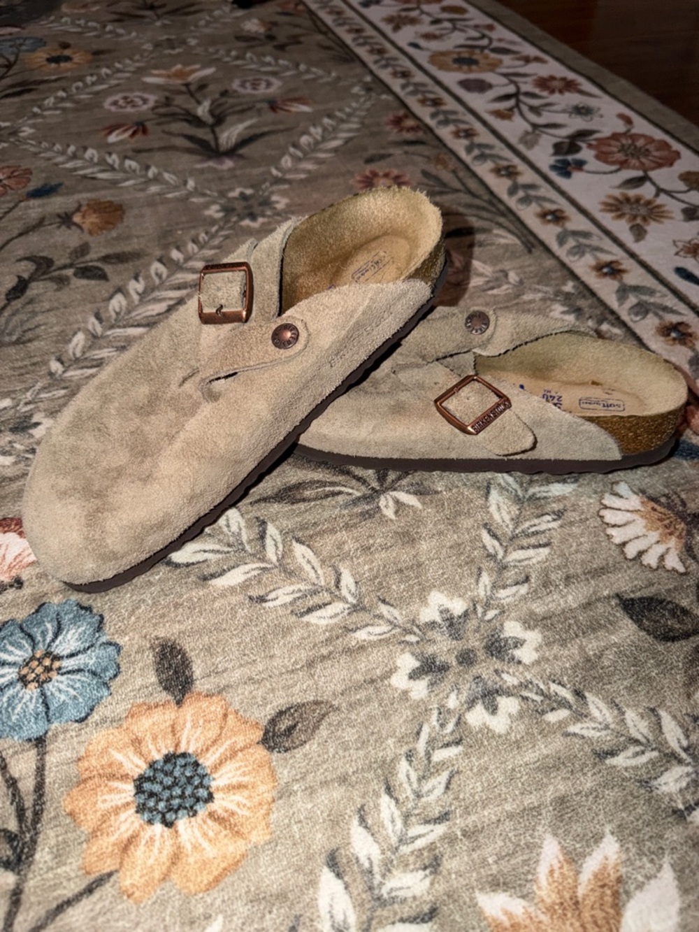 Birkenstock Suede Clogs in Light Taupe